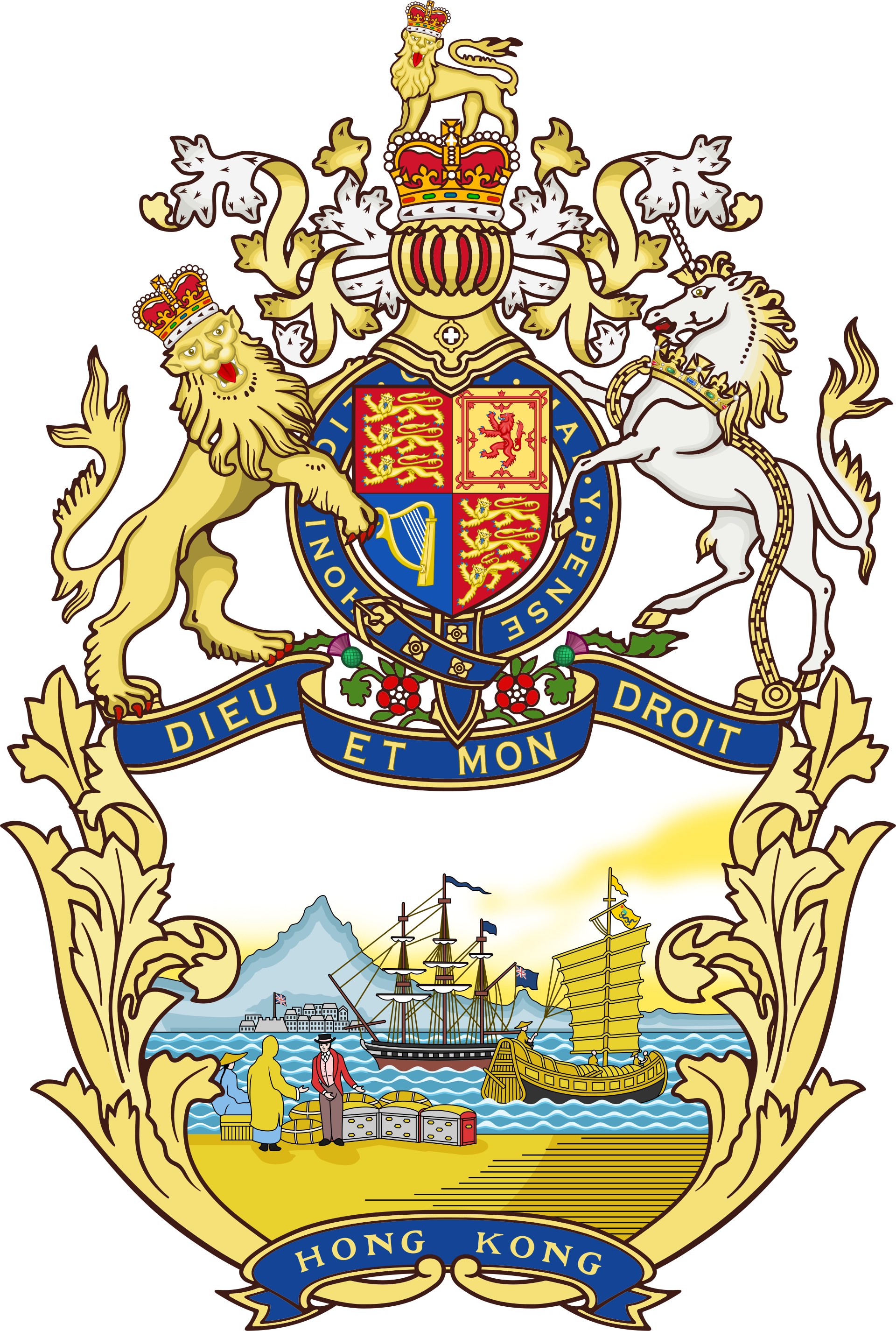 The colonial badge with the Royal Arms above