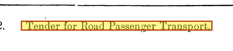 Gazette Notification No. S. 10 of 13 January 1933, with the heading 'Tender for Road Passenger Transport' highlighted.