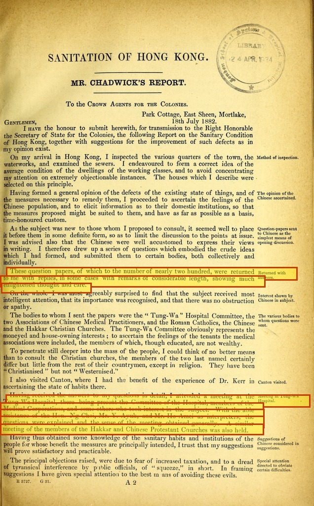 Chadwick's report, the consultation pages