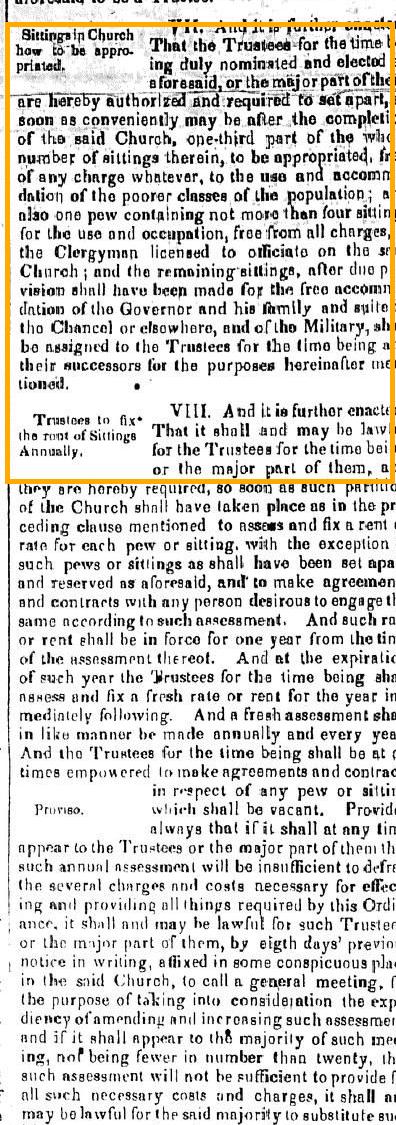 Ordinance No. 2 of 1847 as printed, section VII — the free sittings clause